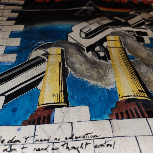 1970's Lee hand painted Pink Floyd distressed denim vest Mens M - Picture 11 of 17